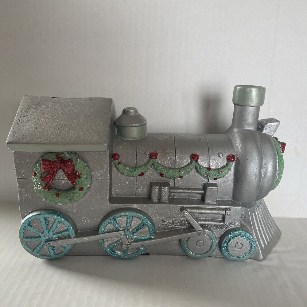 Vintage Large Train Locomotive Engine Coin Piggy Bank Christmas